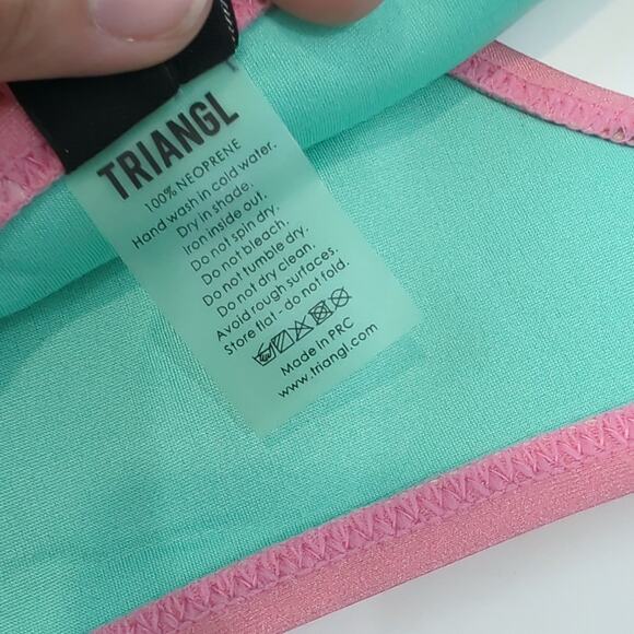 Triangl Swimsuit Bottoms Womens Small Neoprene Bikini Pink Tropical Cheeky Swim - Picture 6 of 9
